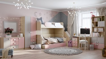 Детская комната Грэйси (Розовый/Серый/корпус Клен) в Барабинске - barabinsk.mebel54.com | фото