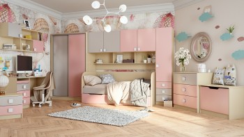 Детская комната Грэйси (Розовый/Серый/корпус Клен) в Барабинске - barabinsk.mebel54.com | фото