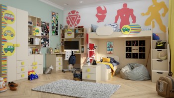 Детская комната Клаксон (Бежевый/корпус Клен) в Барабинске - barabinsk.mebel54.com | фото