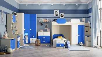 Детская комната Скай Люкс (Синий/Белый/корпус Клен) в Барабинске - barabinsk.mebel54.com | фото