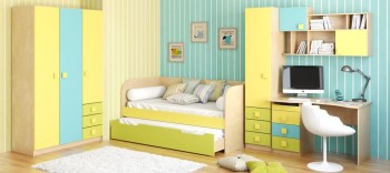 Диван-кровать Смайли (Желтый/Зеленый/корпус Клен) в Барабинске - barabinsk.mebel54.com | фото