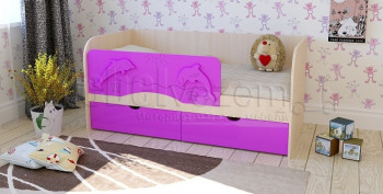 Друзья Кровать детская 2 ящика 1.6 Фиолетовый глянец в Барабинске - barabinsk.mebel54.com | фото