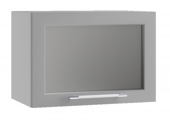 Капри ПГС 500 шкаф верхний горизонтальный со стеклом (Липа белый/корпус Серый) в Барабинске - barabinsk.mebel54.com | фото