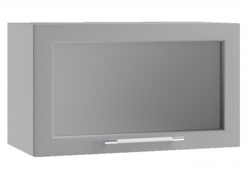 Капри ПГС 600 шкаф верхний горизонтальный со стеклом (Липа белый/корпус Серый) в Барабинске - barabinsk.mebel54.com | фото
