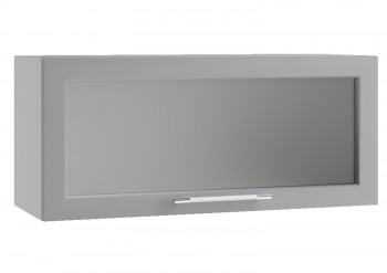 Капри ПГС 800 шкаф верхний горизонтальный со стеклом (Липа белый/корпус Серый) в Барабинске - barabinsk.mebel54.com | фото