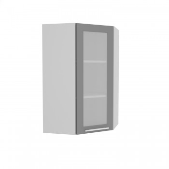Капри ВПУС 550 шкаф верхний угловой со стеклом высокий (Липа белый/корпус Серый) в Барабинске - barabinsk.mebel54.com | фото