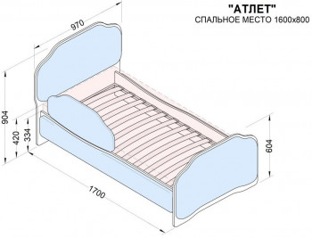 Кровать 160 Атлет 29 Синий (мягкий бортик) в Барабинске - barabinsk.mebel54.com | фото