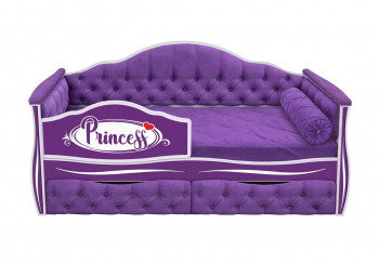 Кровать 160 серии Иллюзия 2 ящика 32 Фиолетовый (мягкие боковые накладки/подушка валик) в Барабинске - barabinsk.mebel54.com | фото