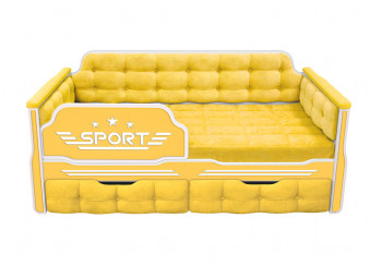 Кровать 160 серии Спорт 2 ящика 74 Жёлтый (мягкие боковые накладки) в Барабинске - barabinsk.mebel54.com | фото