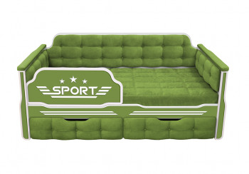 Кровать 160 серии Спорт 2 ящика 76 Зелёный (мягкие боковые накладки) в Барабинске - barabinsk.mebel54.com | фото