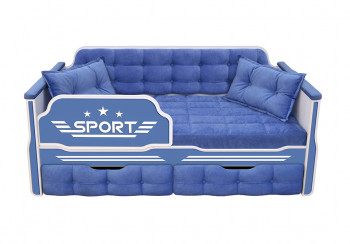 Кровать 160 серии Спорт 2 ящика 85 Синий (подушки) в Барабинске - barabinsk.mebel54.com | фото