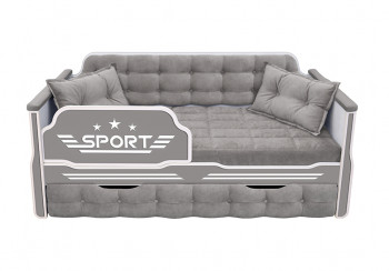 Кровать 180 серии Спорт 1 ящик 45 Серый (подушки) в Барабинске - barabinsk.mebel54.com | фото