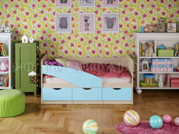 Кровать Бабочки 1,6м (Голубой матовый) в Барабинске - barabinsk.mebel54.com | фото