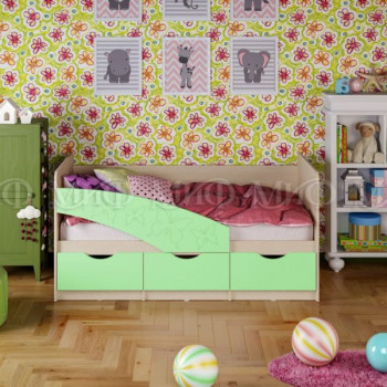 Кровать Бабочки 1,6м (Салат матовый) в Барабинске - barabinsk.mebel54.com | фото