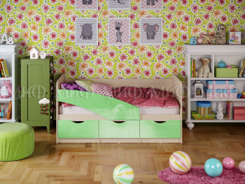 Кровать Бабочки 1,6м (Салатовый металлик) в Барабинске - barabinsk.mebel54.com | фото