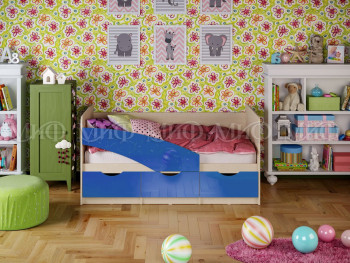 Кровать Бабочки 1,6м (Синий металлик) в Барабинске - barabinsk.mebel54.com | фото