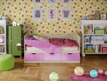 Кровать Бабочки 1,6м (Сиреневый металлик) в Барабинске - barabinsk.mebel54.com | фото