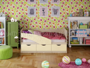 Кровать Бабочки 1,6м (Ваниль матовый) в Барабинске - barabinsk.mebel54.com | фото