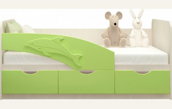 Кровать детская 1,6м Дельфин (Салатовый металлик) в Барабинске - barabinsk.mebel54.com | фото