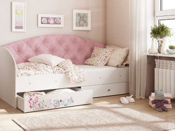 Кровать детская Эльза Белый/Розовый в Барабинске - barabinsk.mebel54.com | фото