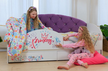 Кровать детская Эльза с бортиком Принцесса Белый/Фиолетовый в Барабинске - barabinsk.mebel54.com | фото