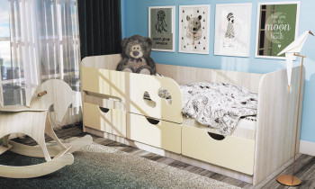 Кровать детская Минима Лего 1,6м (дуб атланта/крем) в Барабинске - barabinsk.mebel54.com | фото
