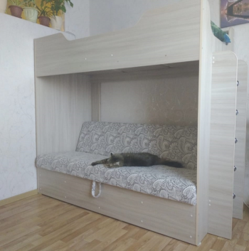 Кровать двухъярусная с диваном (Беленый дуб) в Барабинске - barabinsk.mebel54.com | фото