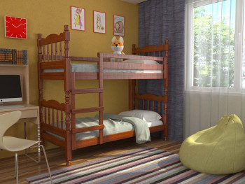Кровать двухъярусная Соня из массива сосны 800*1890 Орех в Барабинске - barabinsk.mebel54.com | фото
