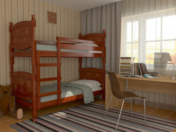 Кровать двухъярусная Валерия из массива сосны 800*1890 Орех в Барабинске - barabinsk.mebel54.com | фото