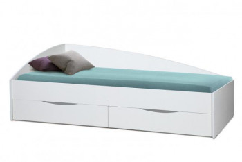 Кровать одинарная "Фея - 3" (асимметричная) (2000х900) New/(белый / белый / ДВПО белый) в Барабинске - barabinsk.mebel54.com | фото