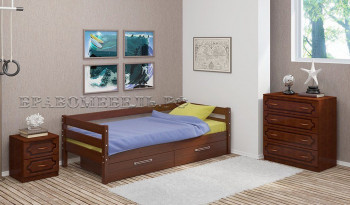 Кровать одинарная ГЛОРИЯ из массива сосны  900*2000 (Орех) в Барабинске - barabinsk.mebel54.com | фото