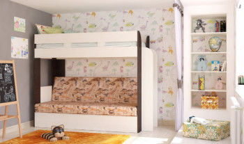 Кровать с диваном 75 Карамель Атлант (Венге Магия /Сосна Карелия/Савана) в Барабинске - barabinsk.mebel54.com | фото
