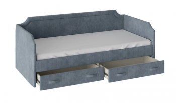 Кровать с мягкой обивкой и ящиками «Кантри» Тип 1 (900) (Замша синяя) в Барабинске - barabinsk.mebel54.com | фото