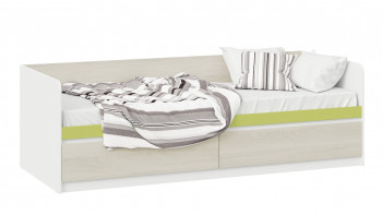 Кровать «Сканди» с 2 ящиками Дуб Гарден/Белый/Зеленый в Барабинске - barabinsk.mebel54.com | фото