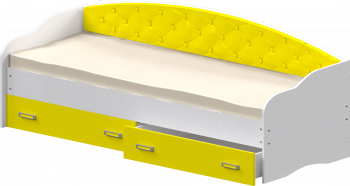 Кровать Софа-7 с мягкой спинкой (800х1900) Белый/Желтый в Барабинске - barabinsk.mebel54.com | фото