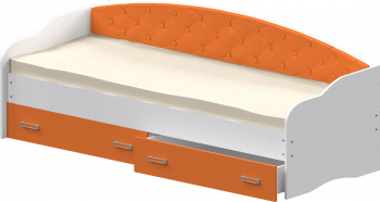 Кровать Софа-7 с мягкой спинкой (800х1900) Белый/Оранжевый в Барабинске - barabinsk.mebel54.com | фото