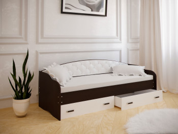Кровать Софа-7 с мягкой спинкой (800х1900) Венге/ Белый в Барабинске - barabinsk.mebel54.com | фото