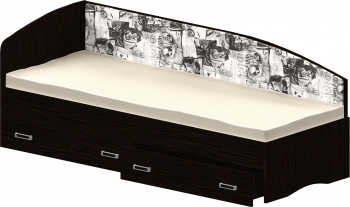 Кровать Софа-9 с мягкой спинкой с рисунком Милана (900х1900) Венге в Барабинске - barabinsk.mebel54.com | фото