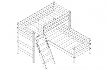 Кровать Соня вариант 8 угловая с наклонной лестницей Белый полупрозрачный в Барабинске - barabinsk.mebel54.com | фото