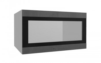 Лофт ВПГСФ 800 шкаф верхний горизонтальный со стеклом высокий с фотопечатью (Бетон темный/корпус Серый) в Барабинске - barabinsk.mebel54.com | фото