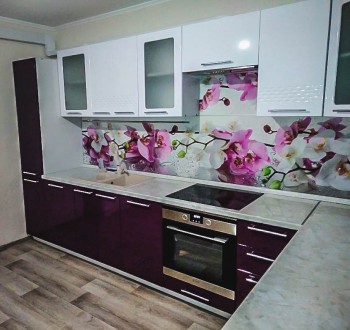 Модульная кухня Капля 2,9 м (Кофе с молоком глянец/Серый) в Барабинске - barabinsk.mebel54.com | фото