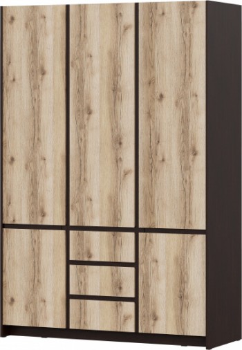 Модульная система "Прага" Шкаф для одежды трехстворчатый Дуб Венге/Дуб Делано в Барабинске - barabinsk.mebel54.com | фото