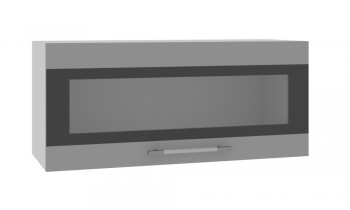 Норд ШВГС 800 Шкаф верхний горизонтальный со стеклом (Софт черный/корпус Белый) в Барабинске - barabinsk.mebel54.com | фото