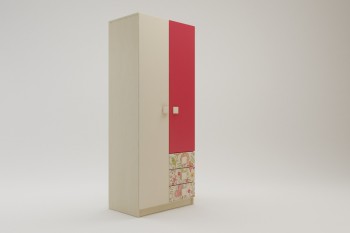 Шкаф 2-х створчатый с ящиками Ретвит (Бежевый/Красный/корпус Клен) в Барабинске - barabinsk.mebel54.com | фото