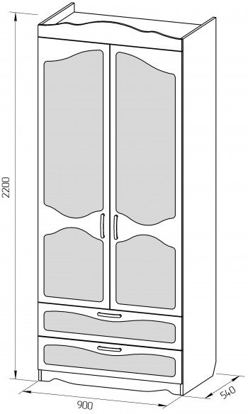 Шкаф 2-х створчатый с ящиками серии Иллюзия 71 Бордовый в Барабинске - barabinsk.mebel54.com | фото