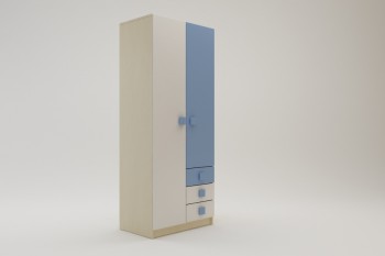 Шкаф 2-х створчатый с ящиками Скай (Синий/Белый/корпус Клен) в Барабинске - barabinsk.mebel54.com | фото
