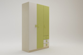 Шкаф 3-х створчатый с ящиками Эппл (Зеленый/Белый/корпус Клен) в Барабинске - barabinsk.mebel54.com | фото