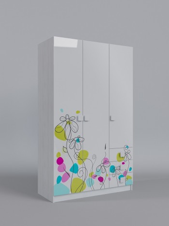 Шкаф 3-х створчатый с ящиками Флёр (Белый/корпус Выбеленное дерево) в Барабинске - barabinsk.mebel54.com | фото