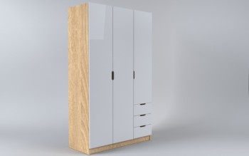 Шкаф 3-х створчатый с ящиками Лофт (Белый/корпус Дуб Сонома) в Барабинске - barabinsk.mebel54.com | фото