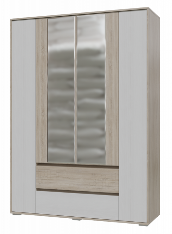 Шкаф 4-х дверный с ящиками Мальта 1600 Дуб сонома/Рамух белый в Барабинске - barabinsk.mebel54.com | фото